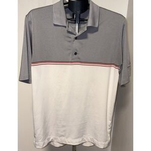 FootJoy Men's Color Block Lisle Knit Collar Golf Polo - Gry Hthr/Wht/Merlot